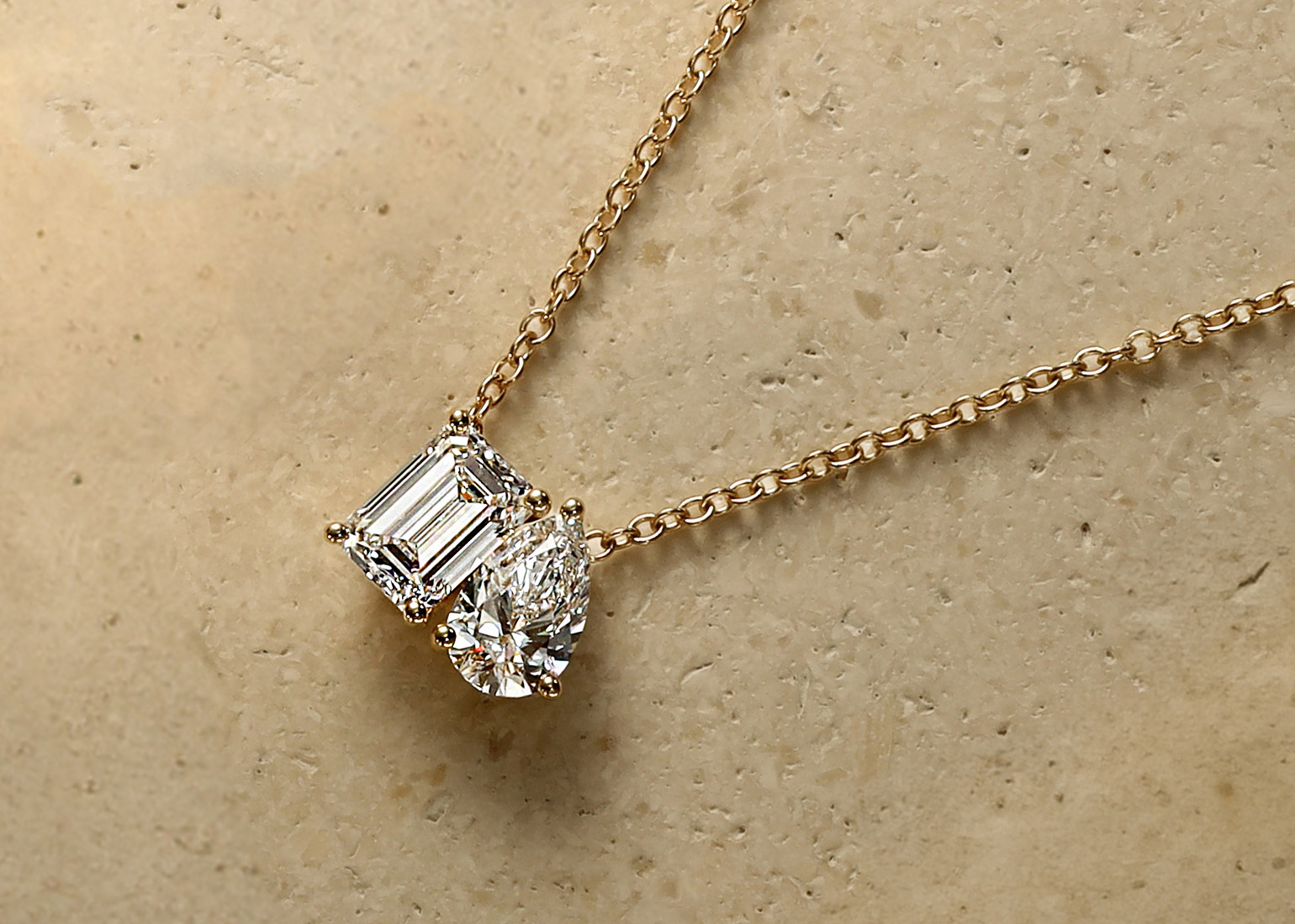 Two dazzling diamonds come together to represent your perfect connection, sparkling brighter together