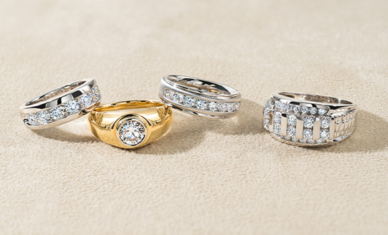 Set of lab grown diamond rings