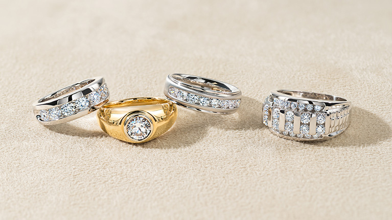 Set of lab grown diamond rings