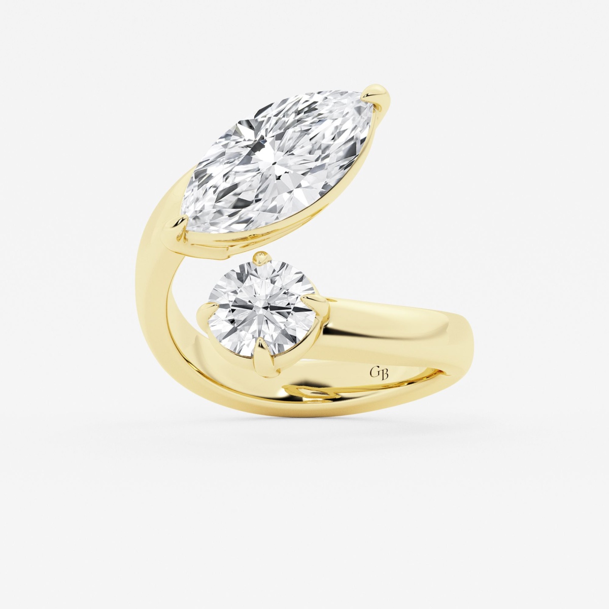 4 ctw Marquise and Round Lab Grown Diamond Bypass Two Stone Fashion Ring