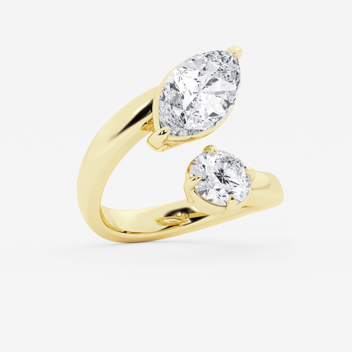 Additional Image 1 for  4 ctw Marquise and Round Lab Grown Diamond Bypass Two Stone Fashion Ring