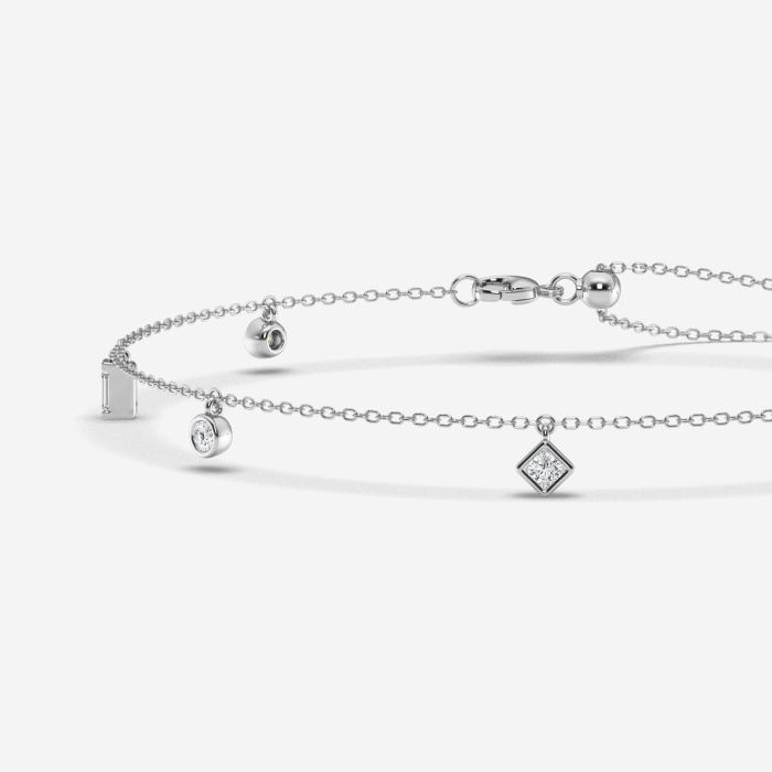 1 1/3 ctw Multi-Shape Lab Grown Diamond Dangle Charm Anklet