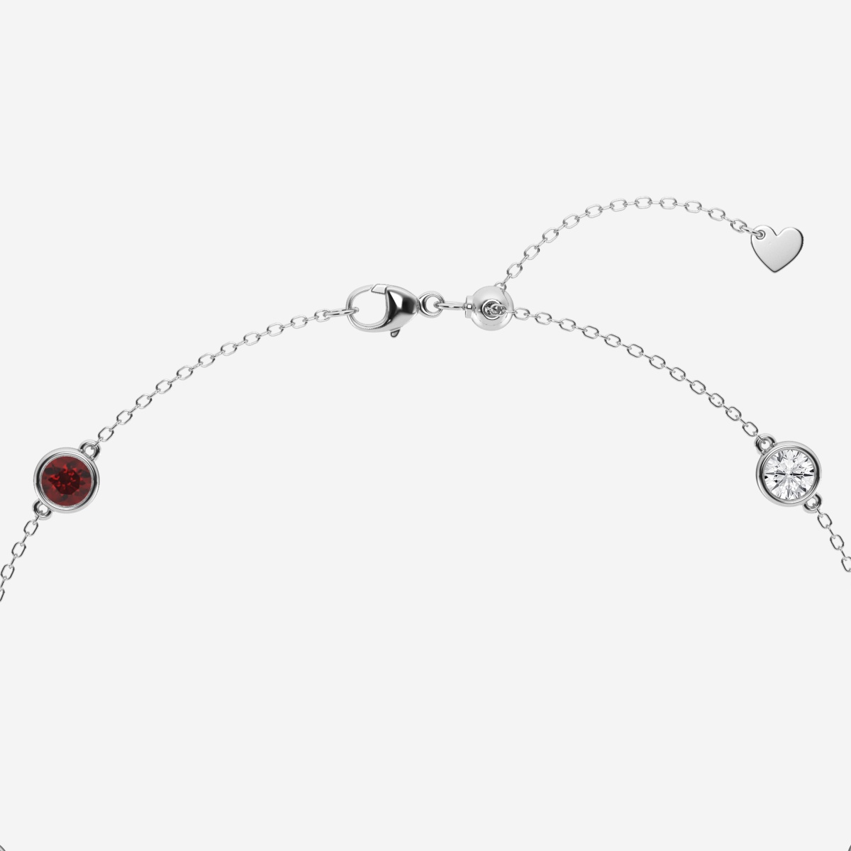 Additional Image 2 for  4 mm Round Cut Created Ruby and 3/4 ctw Round Lab Grown Diamond Anklet