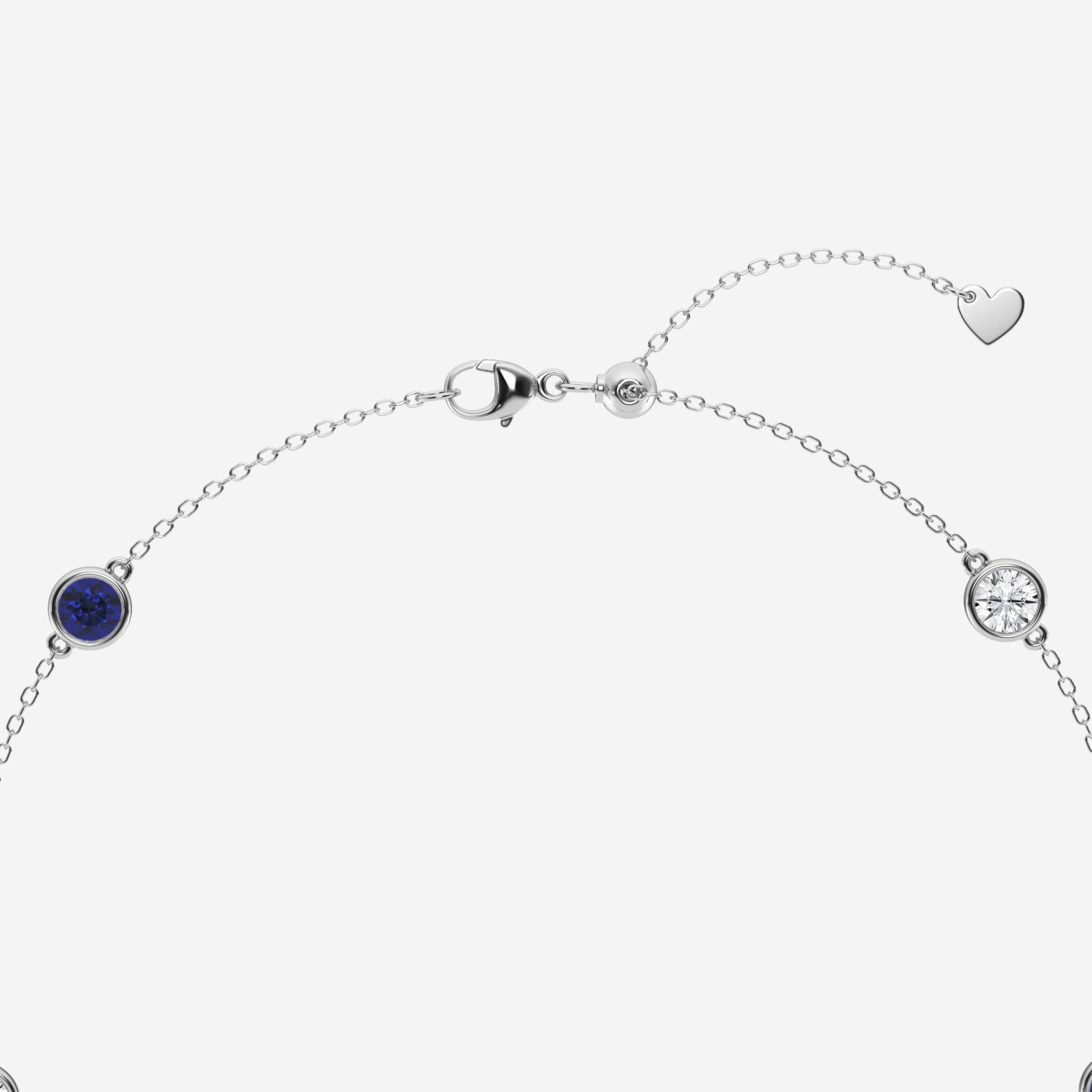 Additional Image 2 for  4 mm Round Cut Created Sapphire and 3/4 ctw Round Lab Grown Diamond Anklet