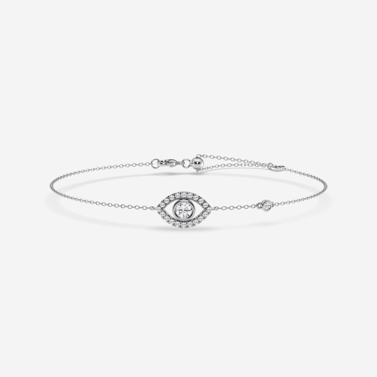 1/2 ctw Round Lab Grown Diamond Evil Eye Anklet