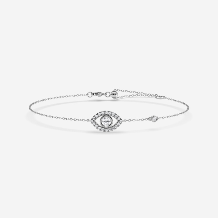 1/2 ctw Round Lab Grown Diamond Evil Eye Anklet
