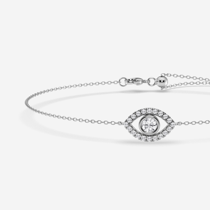 1/2 ctw Round Lab Grown Diamond Evil Eye Anklet