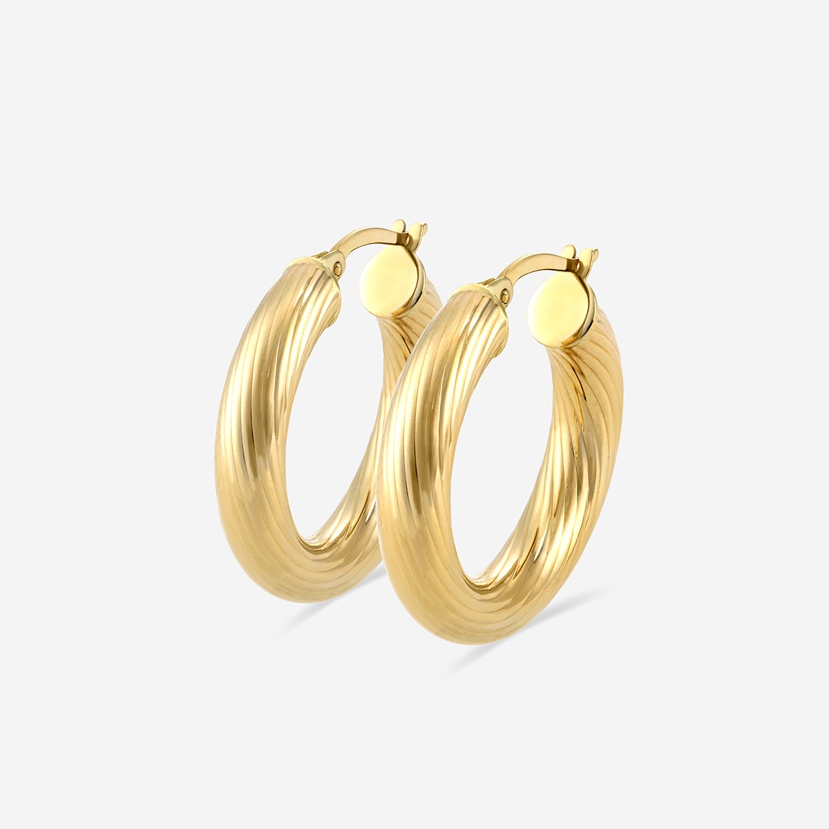 Additional Image 1 for  Texture Round Hoop Earrings - 15mm Diameter
