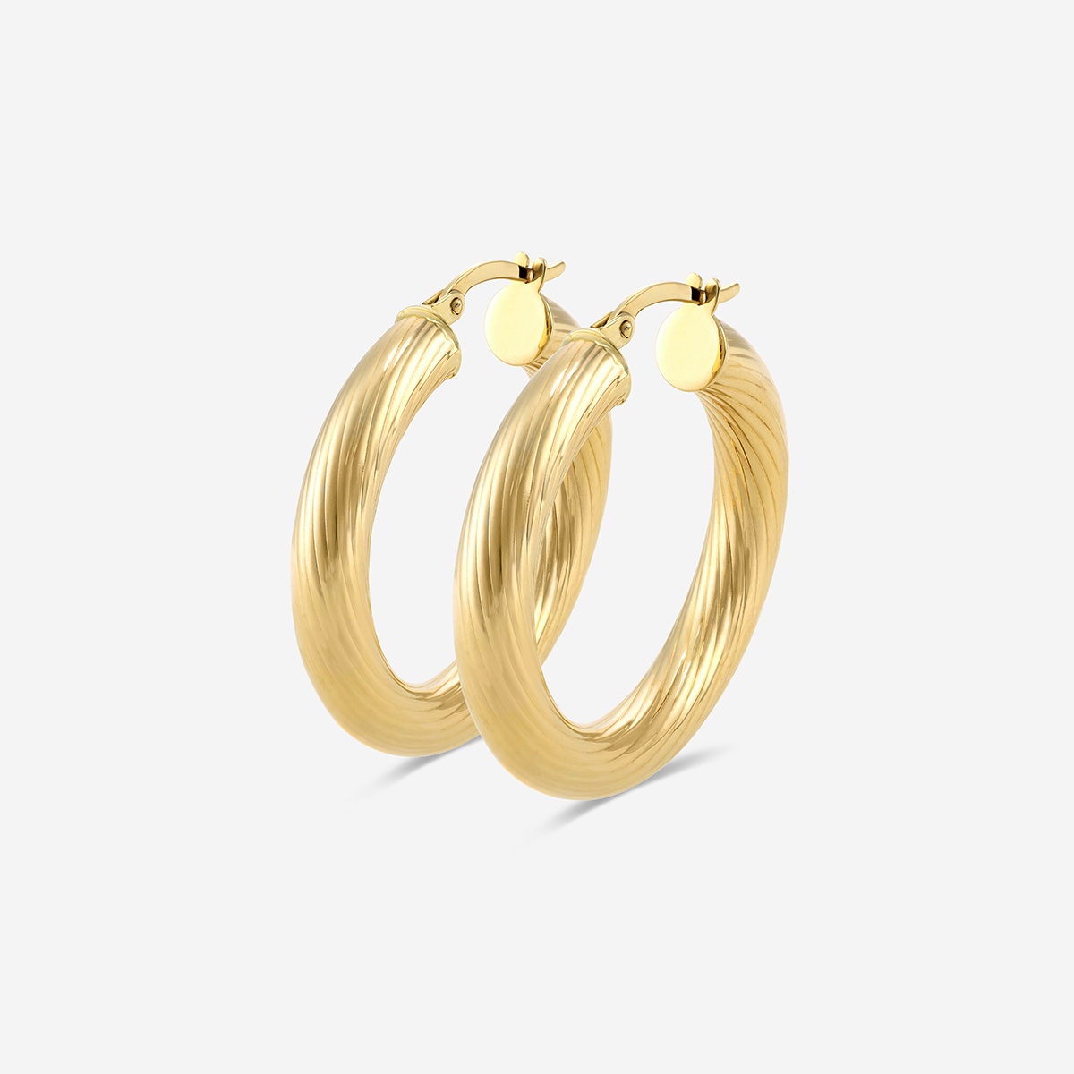 Texture Round Hoop Earrings - 20mm Diameter