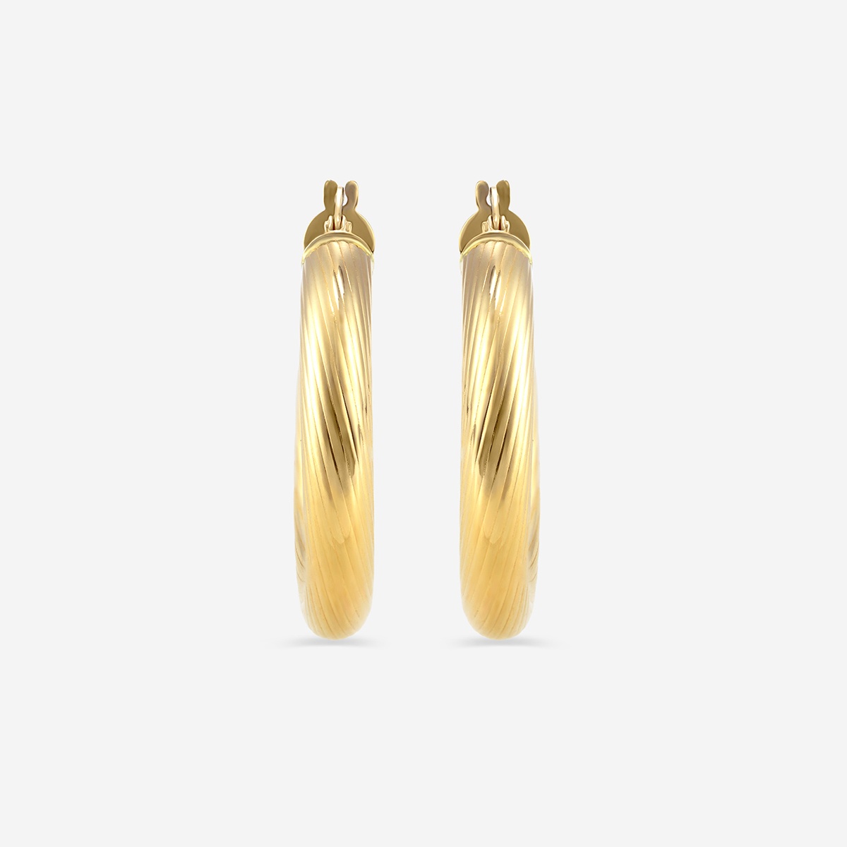 Additional Image 1 for  Texture Round Hoop Earrings - 20mm Diameter