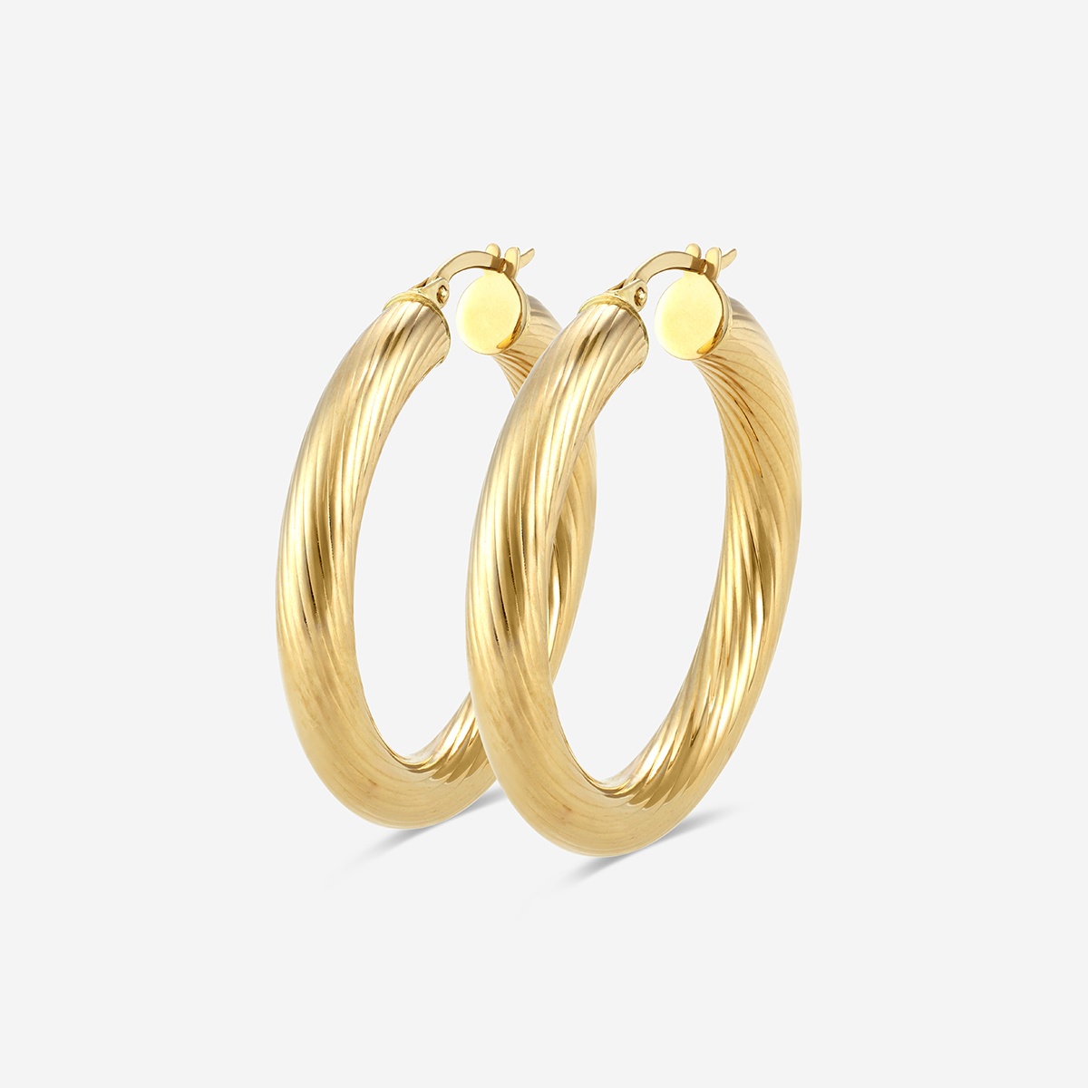 Additional Image 1 for  Texture Round Hoop Earrings - 25mm Diameter