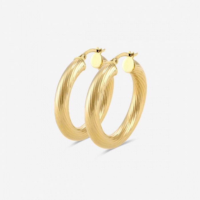 Texture Round Hoop Earrings - 20mm Diameter