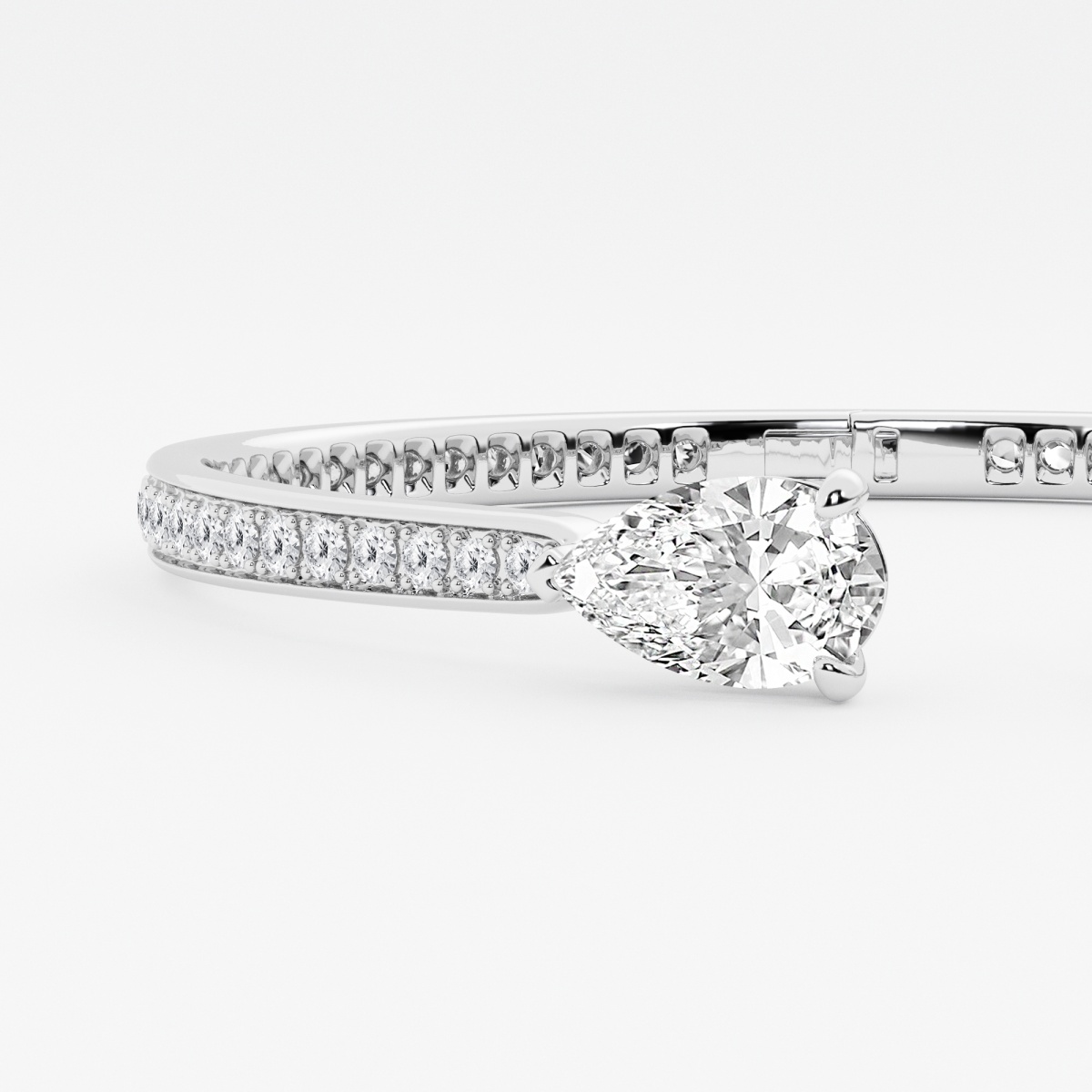 Additional Image 1 for  6 2/5 ctw Pear Lab Grown Diamond Hinged Open Pave Bangle Bracelet