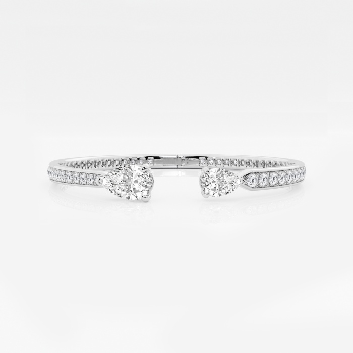 6 2/5 ctw Pear Lab Grown Diamond Hinged Open Pave Bangle Bracelet