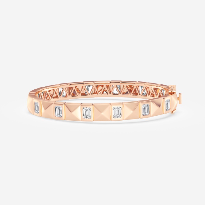 3 7/8 ctw Emerald Lab Grown Diamond  Bangle Bracelet 6 Inches - 18K Rose Gold Plated Vermeil