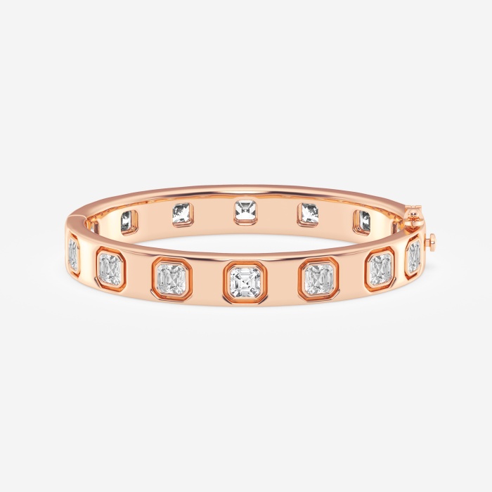 10 3/4 ctw Asscher Lab Grown Diamond  Bangle Bracelet - 6 Inches