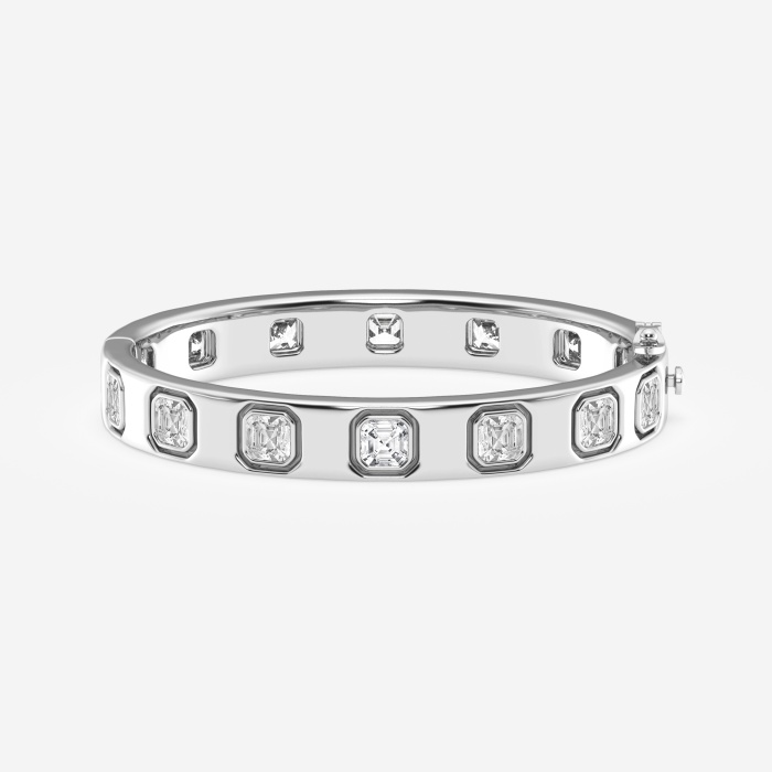 10 3/4 ctw Asscher Lab Grown Diamond  Bangle Bracelet - 6 Inches