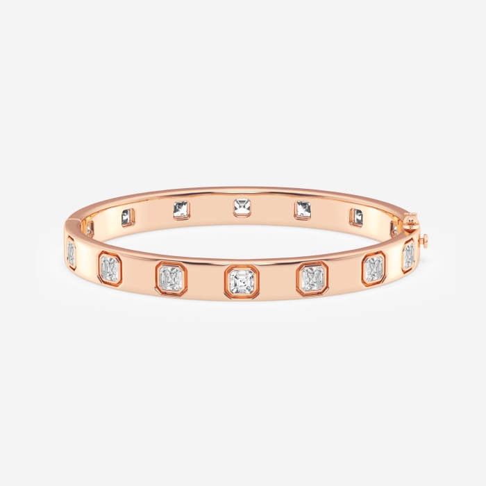 10 3/4 ctw Asscher Lab Grown Diamond  Bangle Bracelet - 8 Inches