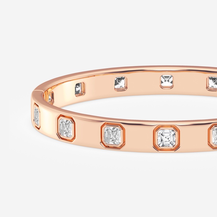 10 3/4 ctw Asscher Lab Grown Diamond  Bangle Bracelet - 8 Inches