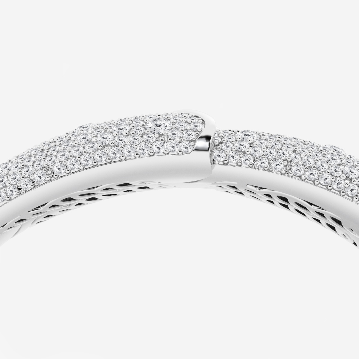 Additional Image 2 for  14 1/6 ctw Round Lab Grown Diamond Pave Stacked Bypass Bangle Bracelet - 7 Inches