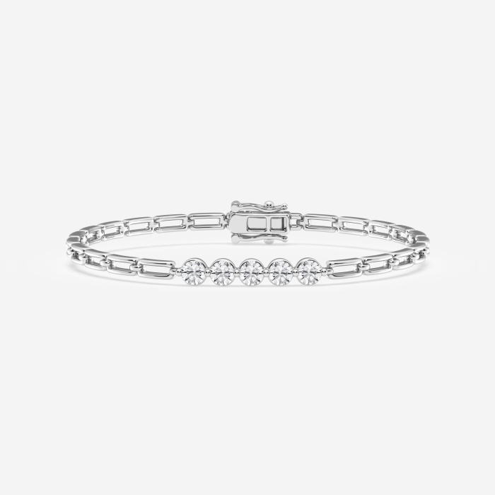 1 ctw Round Lab Grown Diamond Adjustable Five Stone Fashion Bracelet - 6 Inches