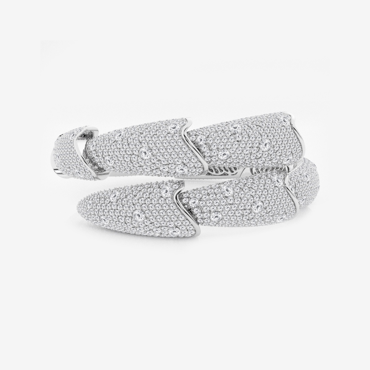 14 1/6 ctw Round Lab Grown Diamond Pave Stacked Bypass Bangle Bracelet - 7 Inches