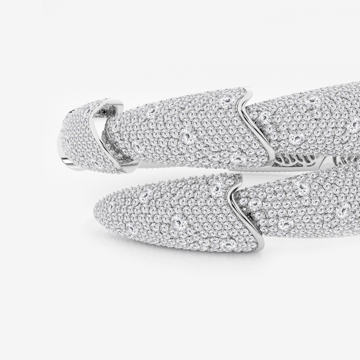 Additional Image 1 for  14 1/6 ctw Round Lab Grown Diamond Pave Stacked Bypass Bangle Bracelet - 7 Inches