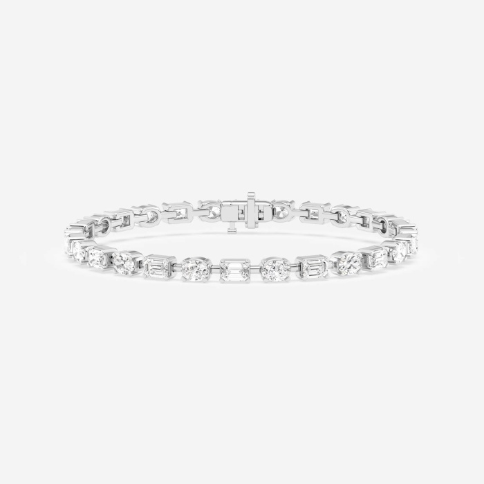 Badgley Mischka Near-Colorless 7 3/8 ctw Emerald and Oval Lab Grown Diamond Alternating Fashion Bracelet 7 Inches