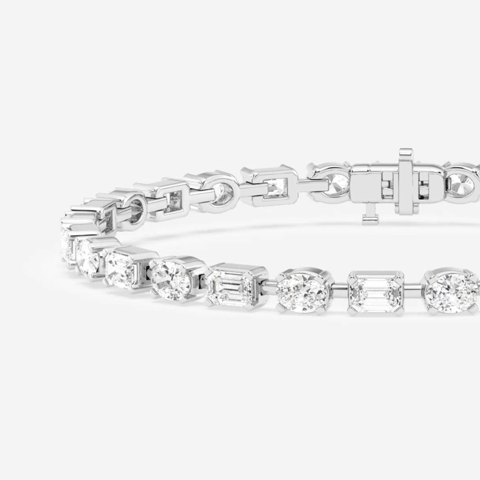 Badgley Mischka Near-Colorless 7 3/8 ctw Emerald and Oval Lab Grown Diamond Alternating Fashion Bracelet 7 Inches