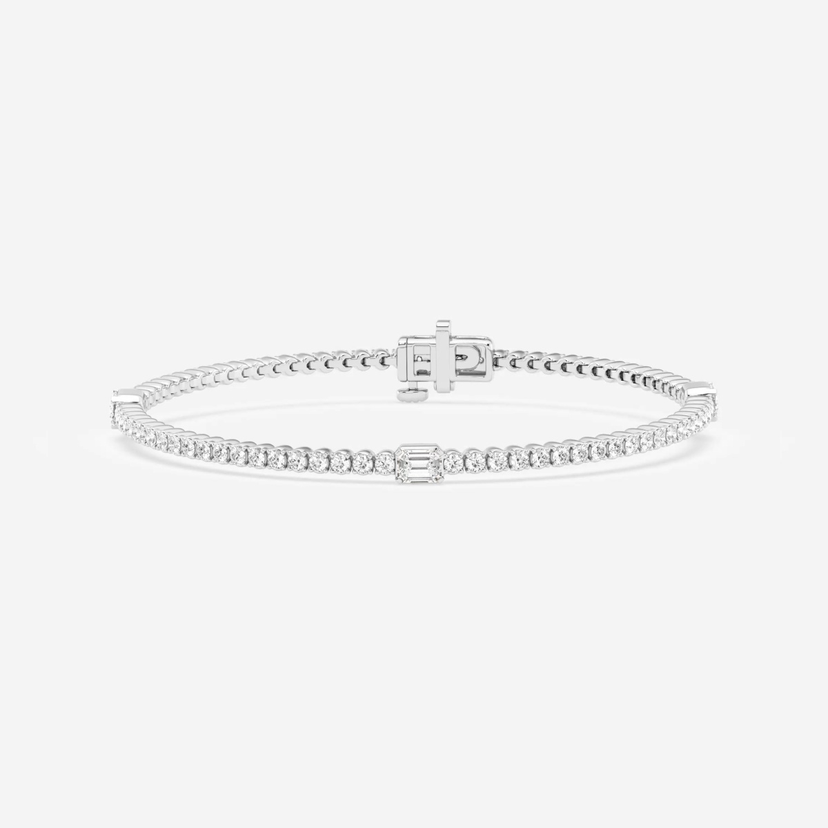 2 1/4 ctw Emerald Lab Grown Diamond Three Stations Tennis Bracelet - 7 Inches