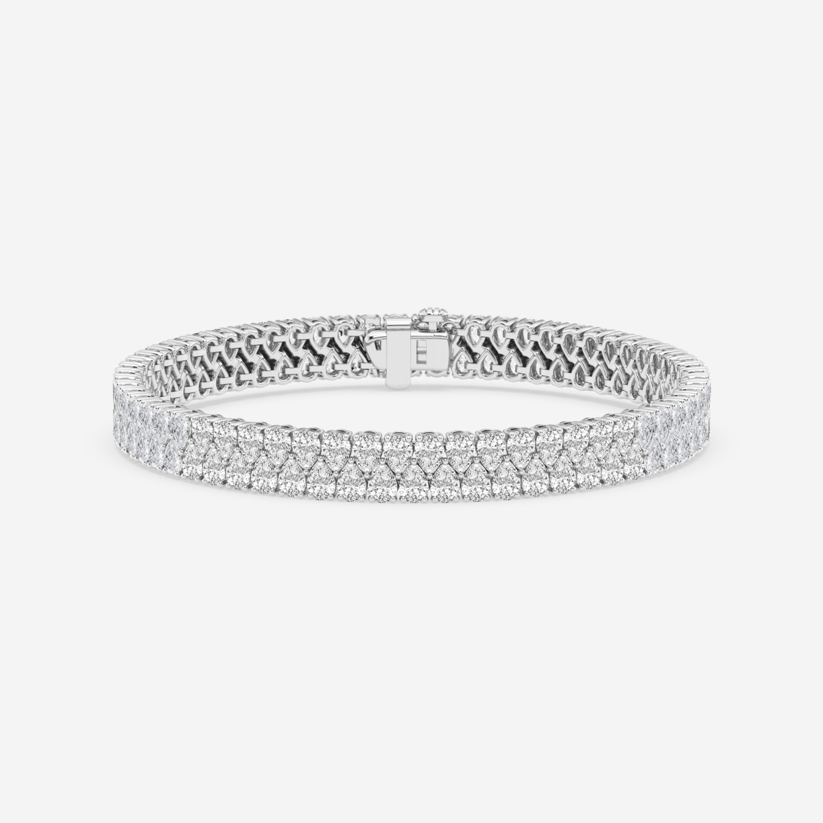 12 2/5 ctw Pear Lab Grown Diamond Double Row Interlocking Fashion Bracelet - 7 Inches