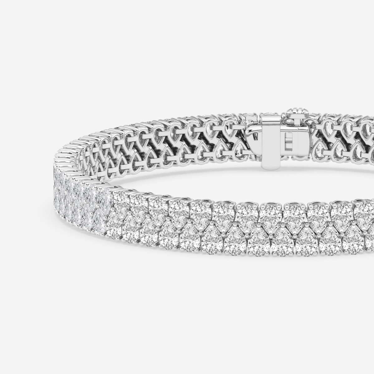 Additional Image 1 for  12 2/5 ctw Pear Lab Grown Diamond Double Row Interlocking Fashion Bracelet - 7 Inches