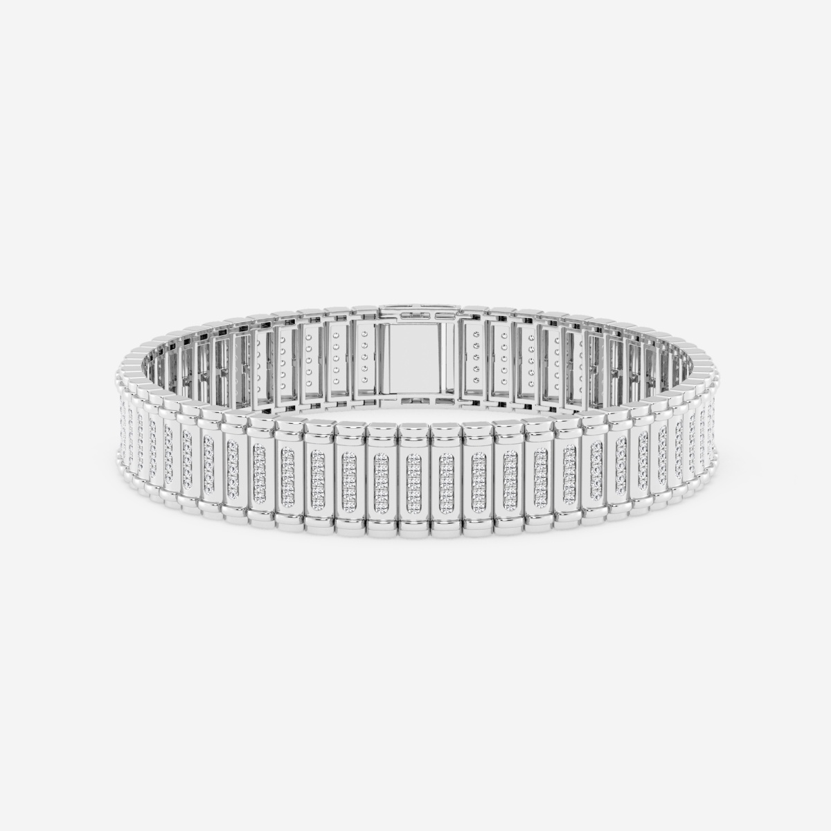3 ctw Round Lab Grown Diamond Railroad Fashion Bracelet - 8.5 Inches