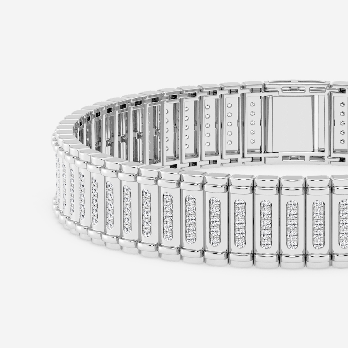 Additional Image 1 for  3 ctw Round Lab Grown Diamond Railroad Fashion Bracelet - 8.5 Inches