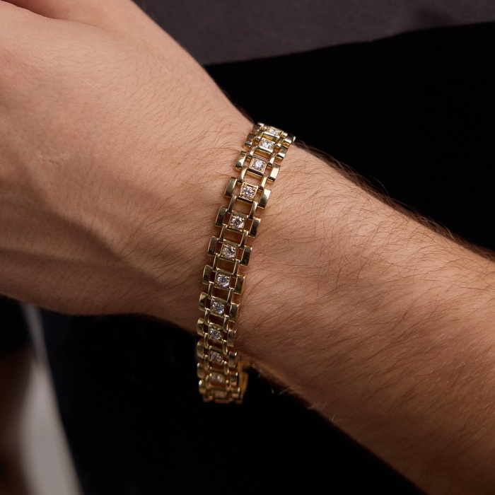 3 7/8 ctw Round Lab Grown Diamond Railroad Fashion Bracelet - 8.5 Inches