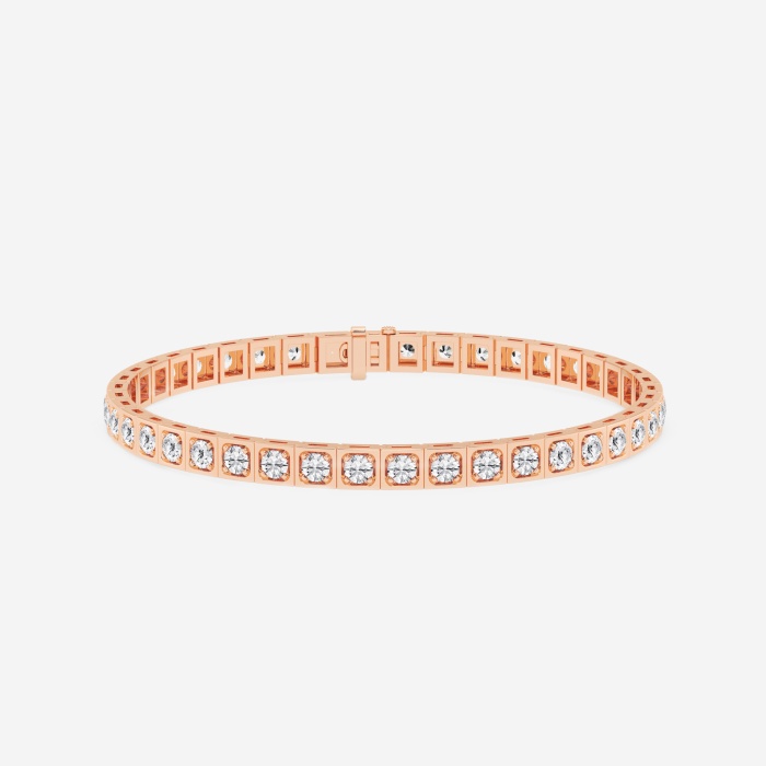 8 ctw Round Lab Grown Diamond Square Bezel Tennis Bracelet - 8.5 Inches