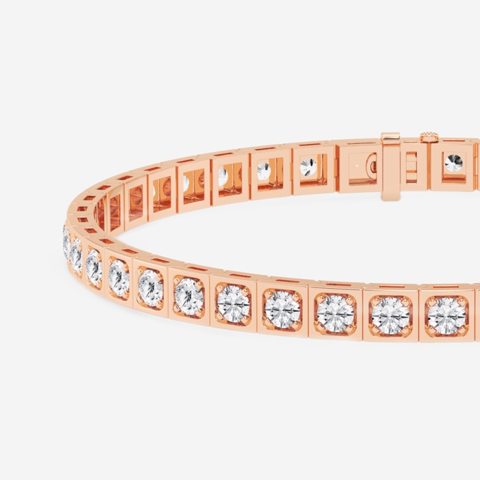 8 ctw Round Lab Grown Diamond Square Bezel Tennis Bracelet - 8.5 Inches