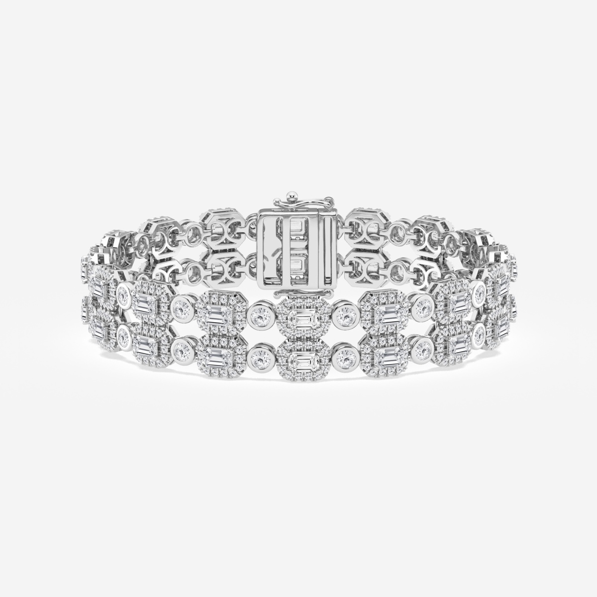 9 1/2 ctw Emerald Lab Grown Diamond Double Row Fashion Bracelet - 6 Inches