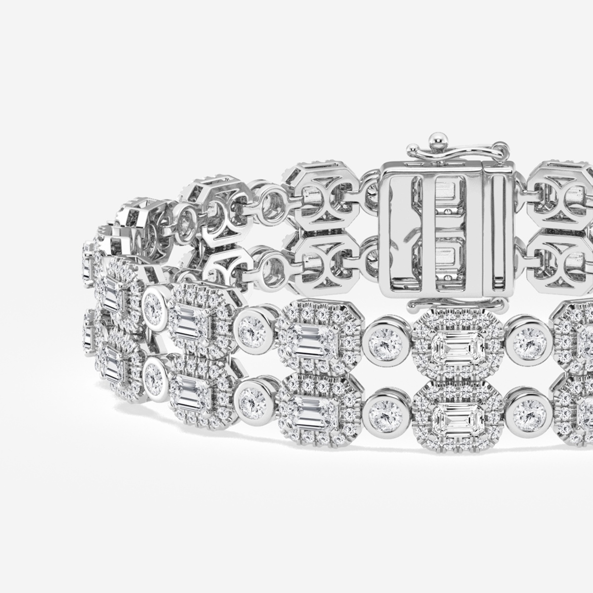 Additional Image 1 for  9 1/2 ctw Emerald Lab Grown Diamond Double Row Fashion Bracelet - 6 Inches