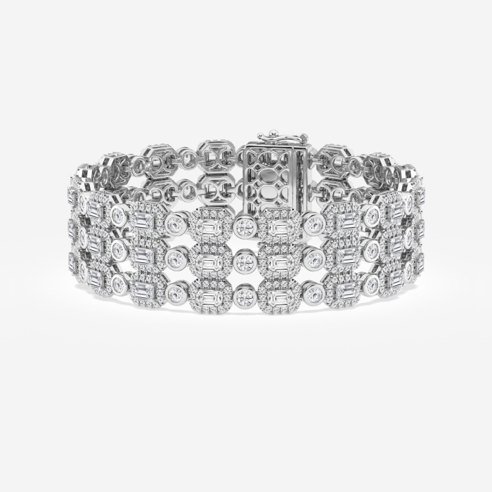 14 ctw Emerald Lab Grown Diamond Triple Row Fashion Bracelet - 6 Inches