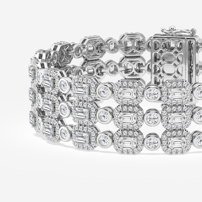 14 ctw Emerald Lab Grown Diamond Triple Row Fashion Bracelet - 6 Inches