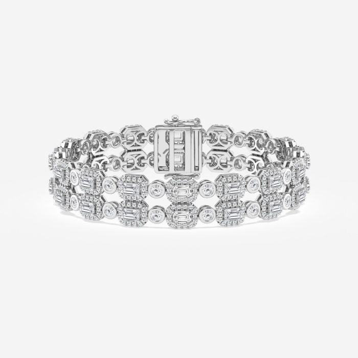 9 1/2 ctw Emerald Lab Grown Diamond Double Row Fashion Bracelet - 6 Inches