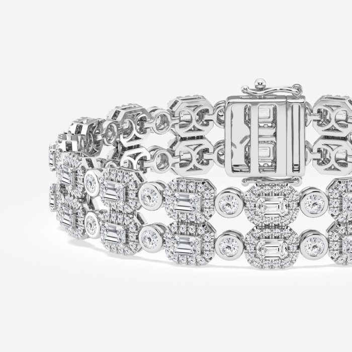 9 1/2 ctw Emerald Lab Grown Diamond Double Row Fashion Bracelet - 6 Inches