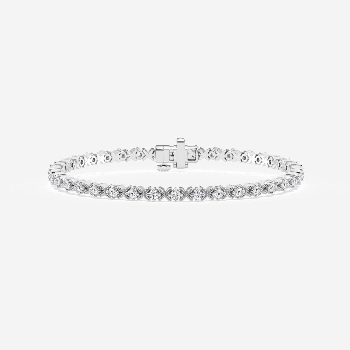 1 ctw Round Lab Grown Diamond Beveled X Tennis Bracelet - 6 Inches