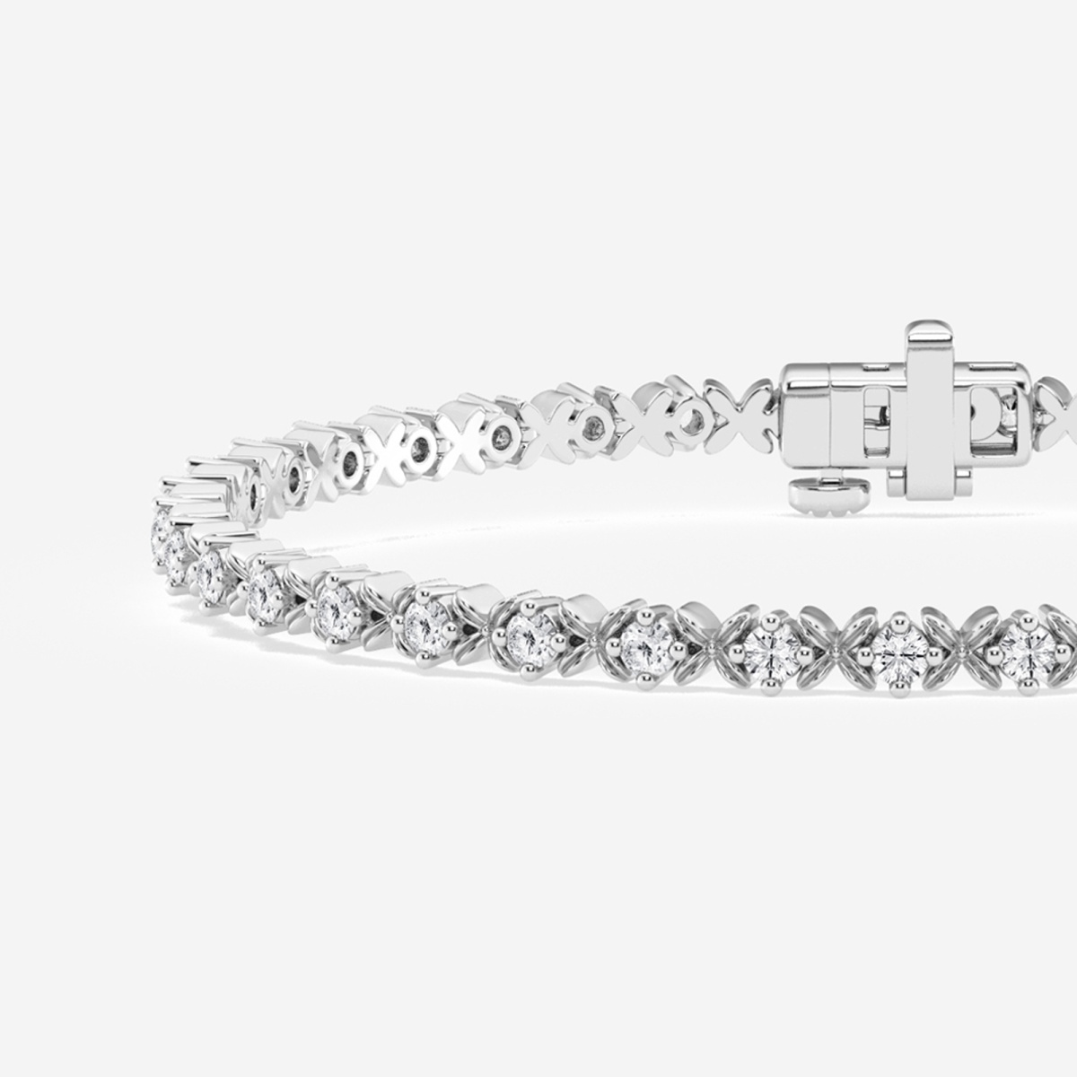Additional Image 1 for  1 ctw Round Lab Grown Diamond Beveled X Tennis Bracelet - 6 Inches
