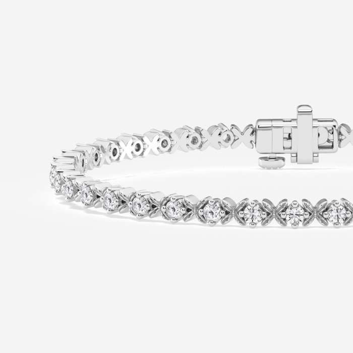 1 ctw Round Lab Grown Diamond Beveled X Tennis Bracelet - 6 Inches