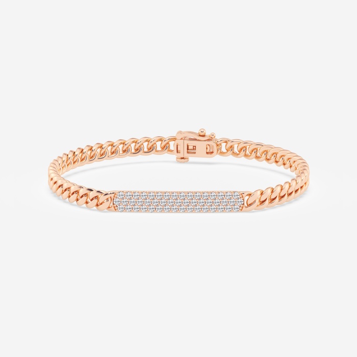 1 ctw Round Lab Grown Diamond ID Style Cuban Link Bracelet - 8 Inches