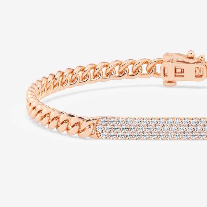1 ctw Round Lab Grown Diamond ID Style Cuban Link Bracelet - 8 Inches