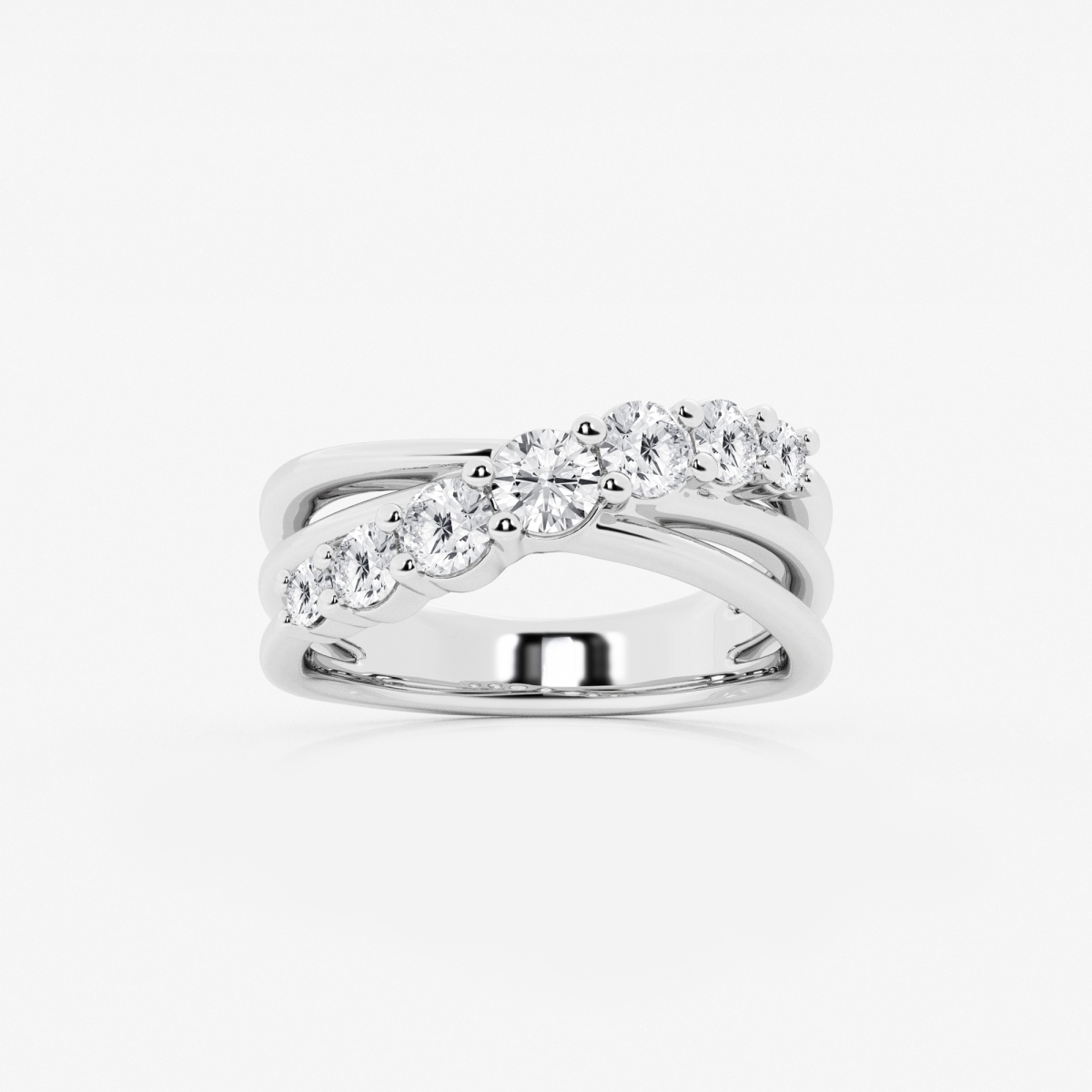 1 ctw Round Lab Grown Diamond Seven-Stone Crossover Fashion Band