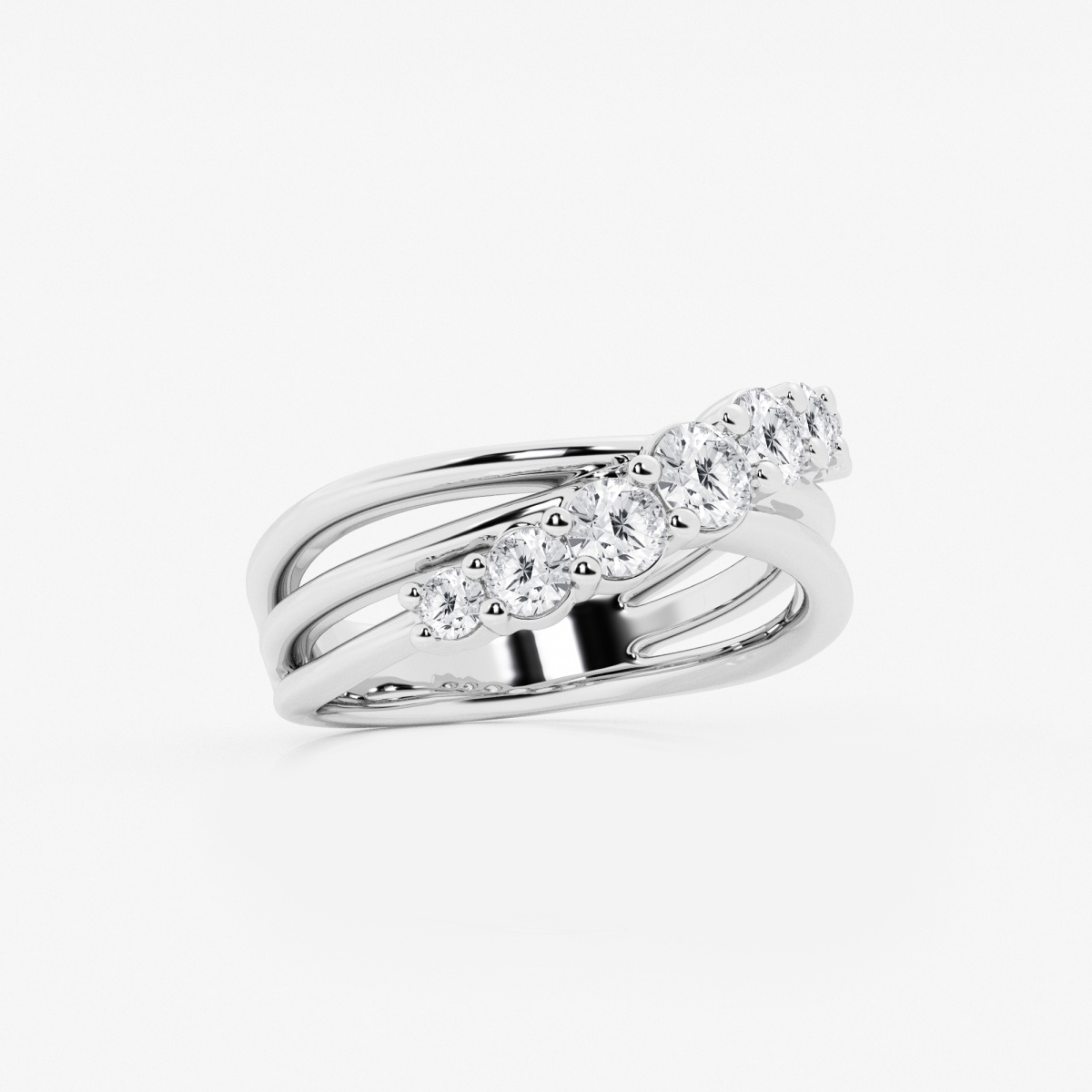 Additional Image 1 for  1 ctw Round Lab Grown Diamond Seven-Stone Crossover Fashion Band